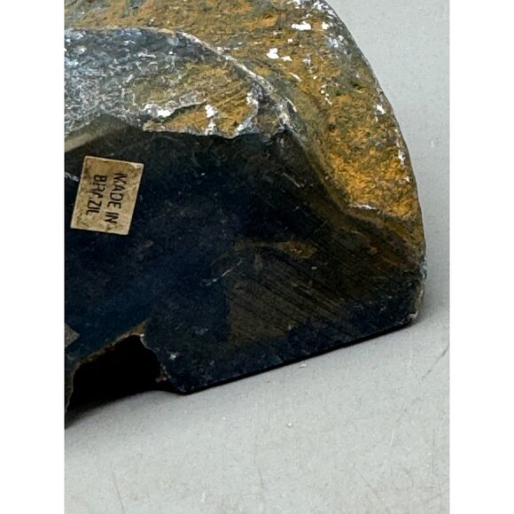 Blue Brazilian Agate Stone Half With Polished Surface & Natural Raw Edges READ - Picture 9 of 12